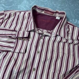 Tommy Bahama Mens Shirt XXL Silk Stripe  Unique Textured Long Sleeve Button Up